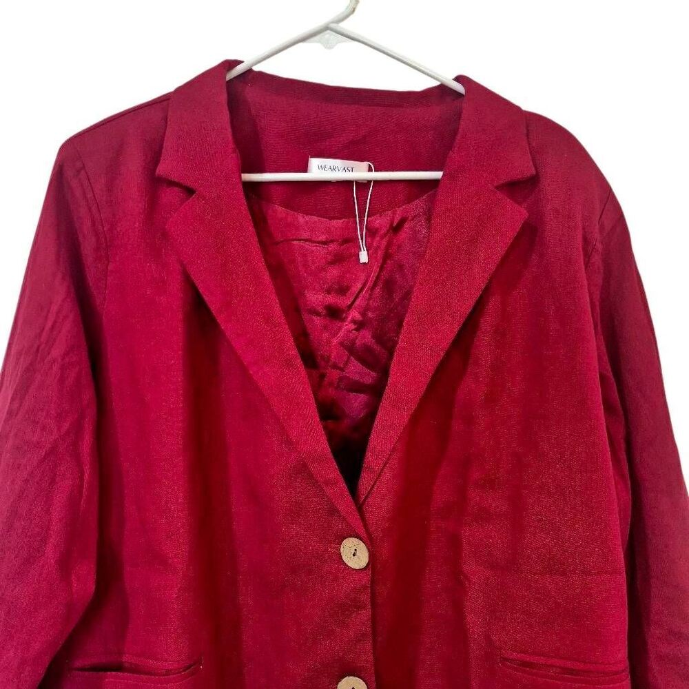 WEARVAST New NWOT Venetian Red Blazer Jacket Satin Lined Plus Size 3XL / XXXL - Picture 3 of 11